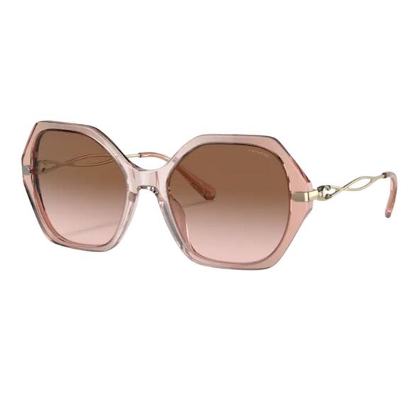 COACH OVERSIZED DESIGNER SUNGLASSES 100% UV PROTECTION TRANSPARENT PEACH 57MM - Picture 1 of 7